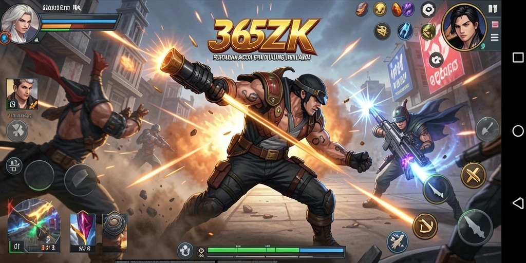 Screenshot dari gameplay 365ZK menampilkan aksi pertarungan yang intens.