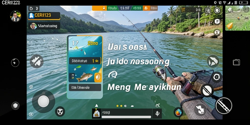 Screenshot gameplay CERI123 menampilkan momen menangkap ikan yang mendebarkan.