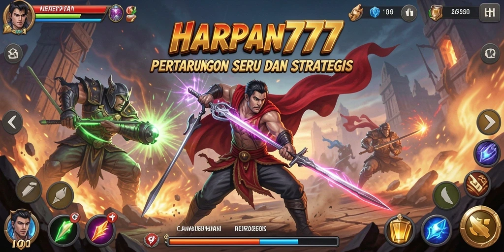 Tampilan gameplay seru di layar saat pertarungan berlangsung di HARAPAN777.