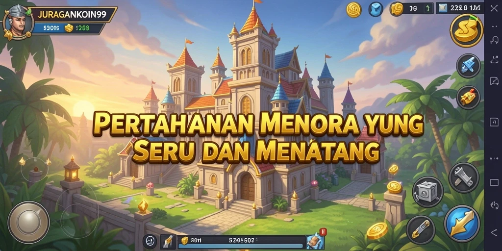 Screenshot gameplay JURAGANKOIN99 menunjukkan aksi seru dalam Tower Defense.