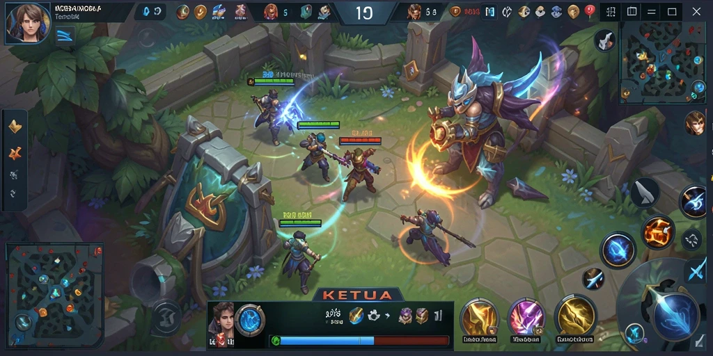 Tangkapan layar gameplay KETUA menampilkan pertarungan epik di arena MOBA.