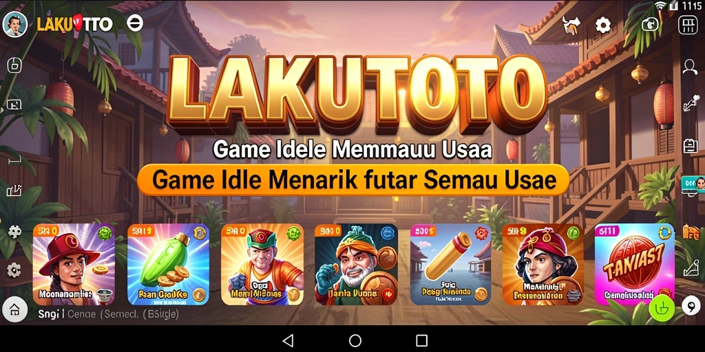 Tampilan gameplay menarik dari LAKUTOTO yang menunjukkan karakter dan sumber daya.