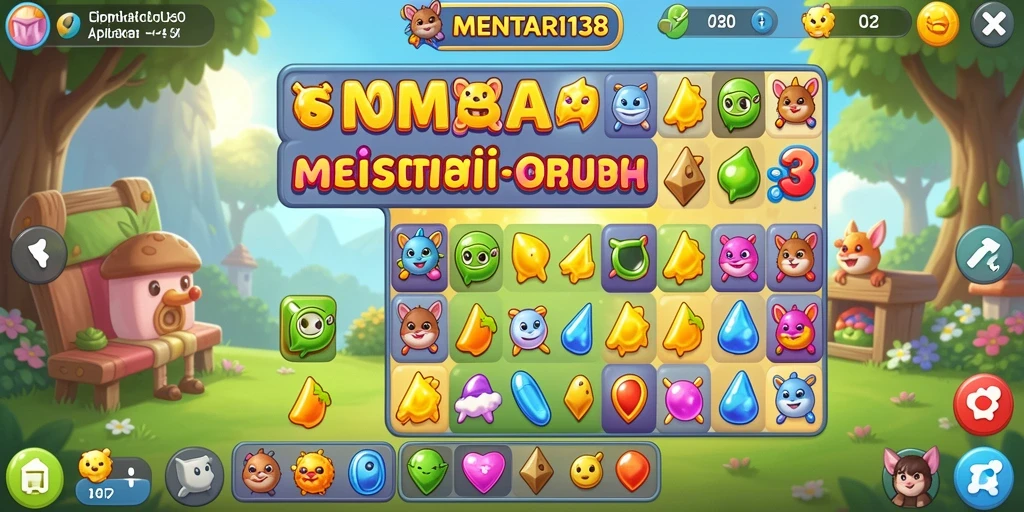 Screenshot utama MENTARI138 menampilkan gameplay seru Match-3.