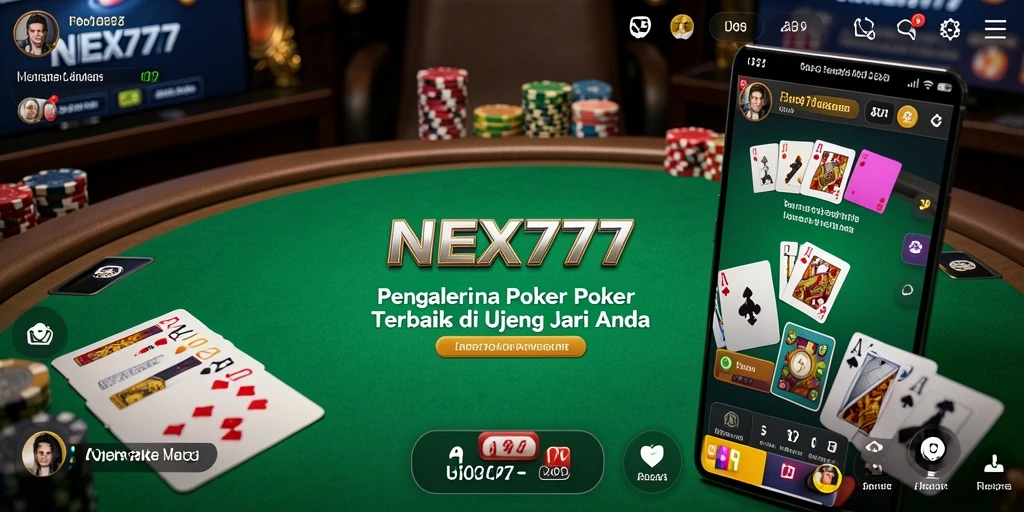 Screenshot NEX777 menampilkan aksi seru pertandingan poker.