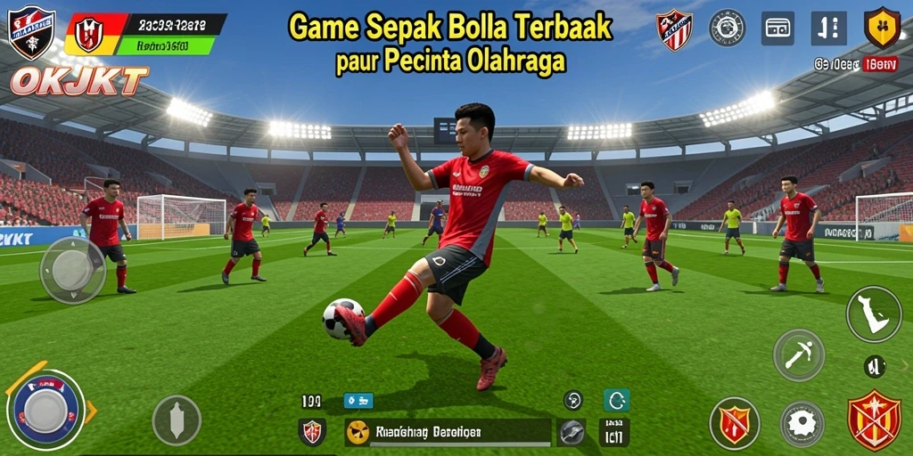Screenshot gameplay yang menampilkan aksi seru dari pertandingan sepak bola.