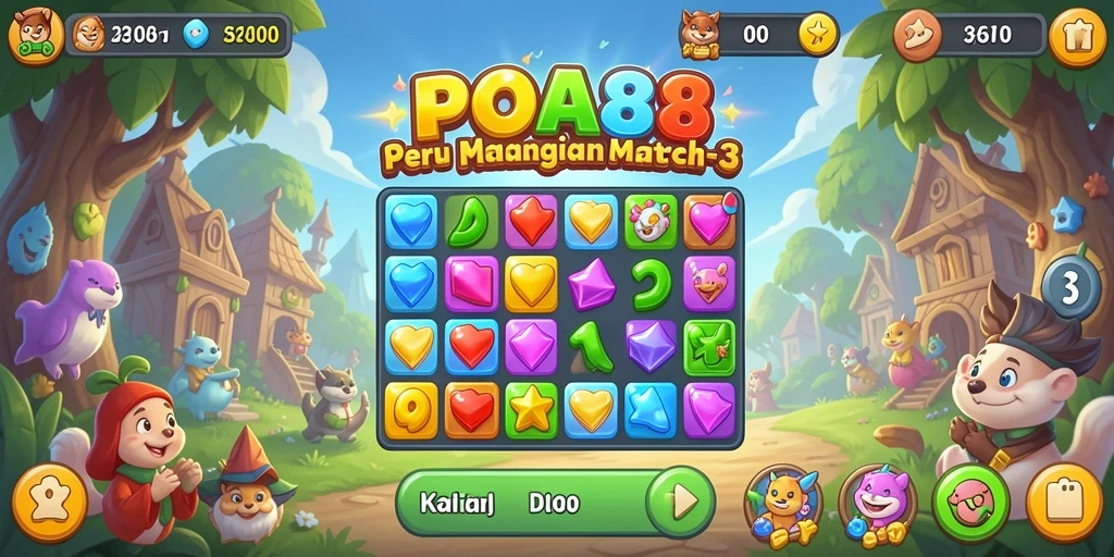 Screenshot gameplay POA88 yang menampilkan keseruan permainan match-3.