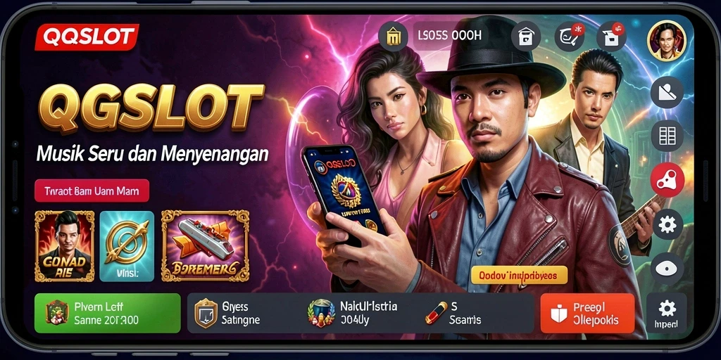 Tampilan gameplay QQSLOT yang mengasyikkan dengan musik yang ceria.