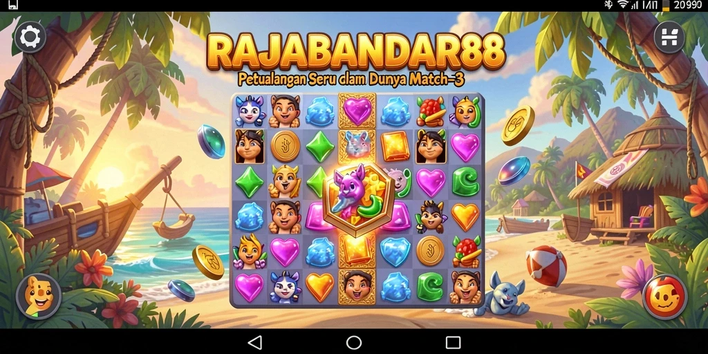 Tampilan gameplay seru dari RAJABANDAR88 dengan beragam level Match-3.