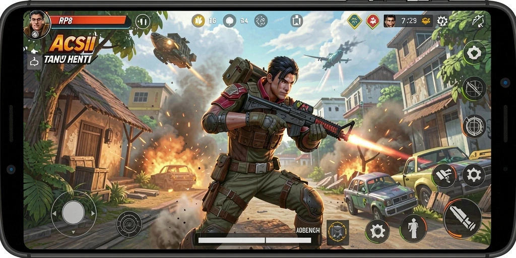 Tampilan screenshot utama RP8 yang memperlihatkan aksi mendebarkan dalam gameplay.