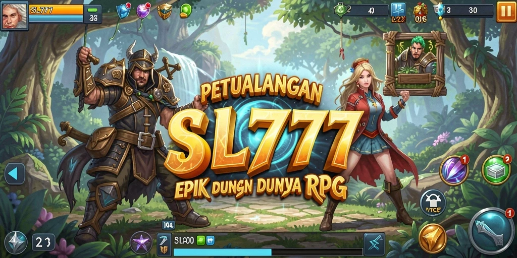 Screenshot gameplay SL777 yang menampilkan pertempuran epik RPG.