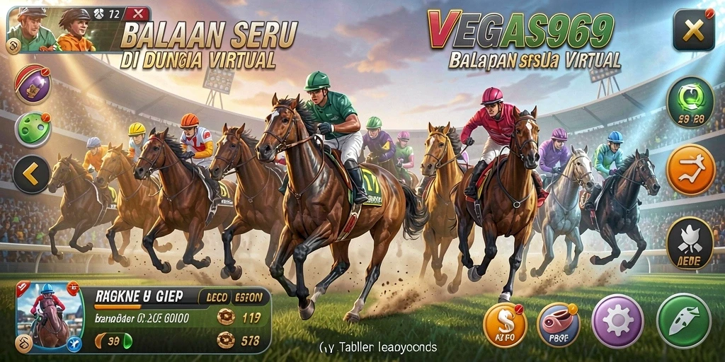 Tampilan layar utama <strong>VEGAS969</strong> menampilkan aksi balapan yang mendebarkan.
