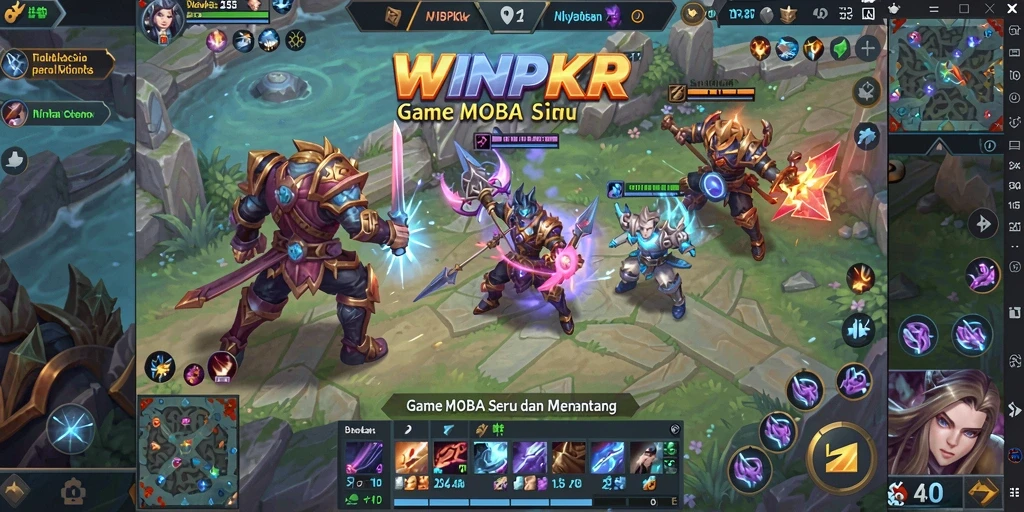 Gameplay seru WINPKR dalam pertarungan MOBA.