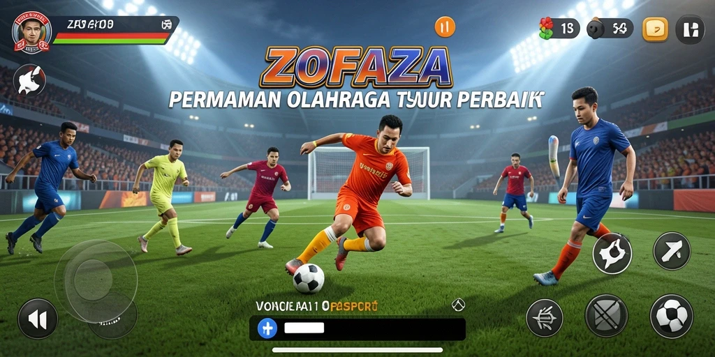 Tangkapan layar ZOFAZA menampilkan aksi seru dalam permainan olahraga.